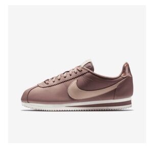 Nike Women's Cortez Leather Sneakers - Mauve Pink with Beige Swoosh